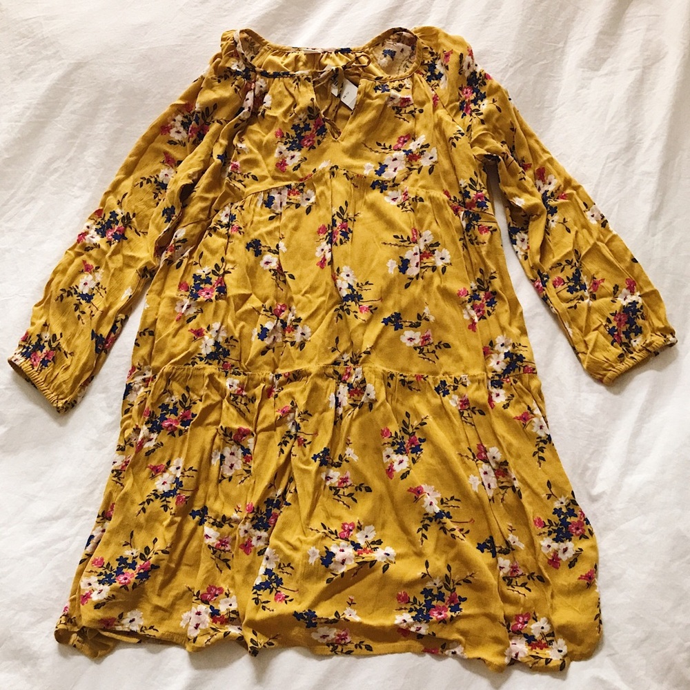 Old Navy Floral mustard swing dress